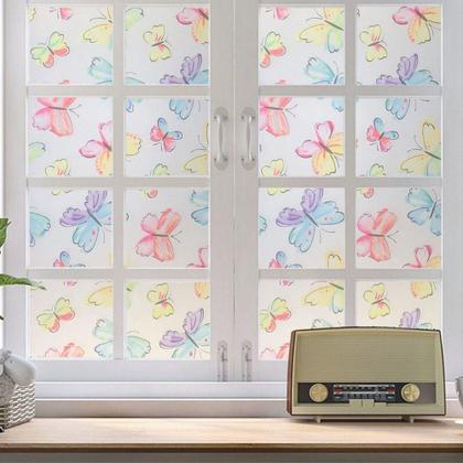 Imagem de Kit 2 Un Pelicula Eletrostatica 3D Vidro Borboleta Colorido