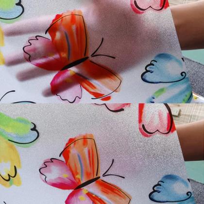 Imagem de Kit 2 Un Pelicula Eletrostatica 3D Vidro Borboleta Colorido