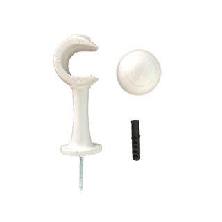 Imagem de Kit 2 Un Suporte Plástico 19mm Ecológico Varão Cortina Simples Comum Ilhós Argola Cor Par Ponteira Inclusa