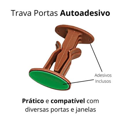 Imagem de Kit 2 Un Trava Porta Fixador Prendedor Adesivo Parede Rodapé
