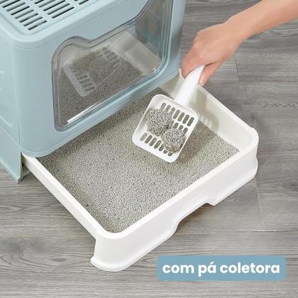 Imagem de Kit 2 Uni Banheiro Gato Fechado Com Pá Cor Rosa Caixa De Areia Grande