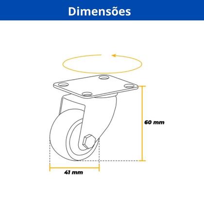 Imagem de Kit 2 unid. - roda preto 158 gir.c/pl 60x43 c/rol.esf-preta (6045)
