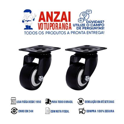 Imagem de Kit 2 unid. - roda preto 158 gir.c/pl 60x43 c/rol.esf-preta (6045)