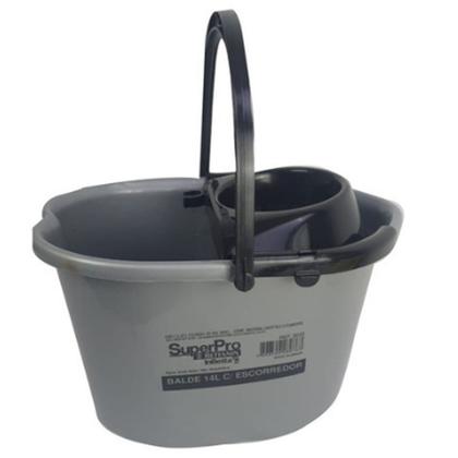 Imagem de Kit 2 Unidades BALDE ZIG ZAG 14 LITROS COM ESPREMEDOR Superpro Bettanin COD. 9230 Escorredor para Refis de Mop Esfregão