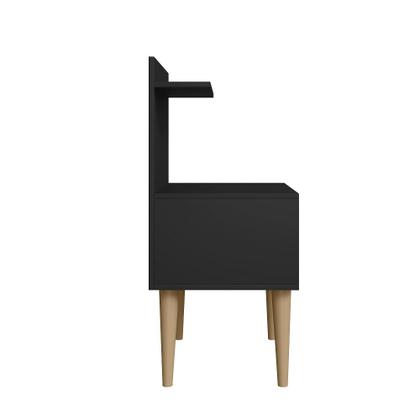 Imagem de Kit 2 unidades de mesa de Cabeceira RV Móveis Kosovo com nicho e prateleira pés palito retro Preto