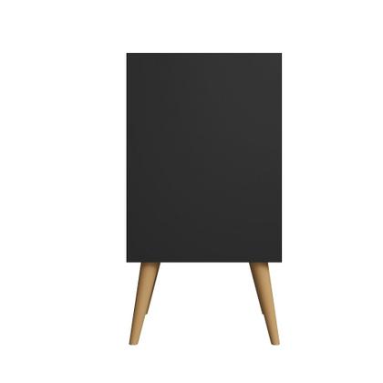 Imagem de Kit 2 unidades de mesa de Cabeceira RV Móveis Kosovo com nicho e prateleira pés palito retro Preto