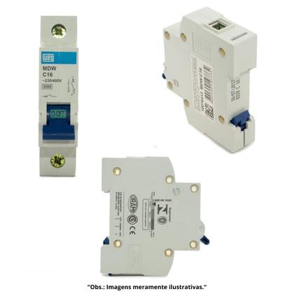 Imagem de Kit 2 unidades - disjuntor unipolar weg din 16a mdw-c 1 polo