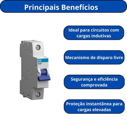 Imagem de Kit 2 unidades - disjuntor unipolar weg din 16a mdw-c 1 polo