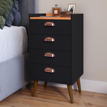 Imagem de Kit 2 Unidades Gaveteiro Mesa de Cabeceira Quarto com 4 Gavetas c/Puxador Concha Moderna e Funcional