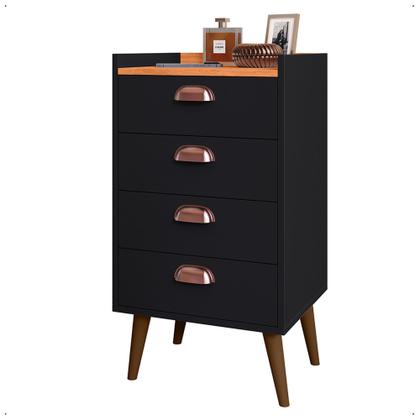 Imagem de Kit 2 Unidades Gaveteiro Mesa de Cabeceira Quarto com 4 Gavetas c/Puxador Concha Moderna e Funcional