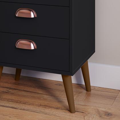 Imagem de Kit 2 Unidades Gaveteiro Mesa de Cabeceira Quarto com 4 Gavetas c/Puxador Concha Moderna e Funcional