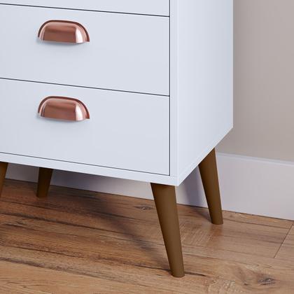 Imagem de Kit 2 Unidades Gaveteiro Mesa de Cabeceira Quarto com 4 Gavetas c/Puxador Concha Moderna e Funcional