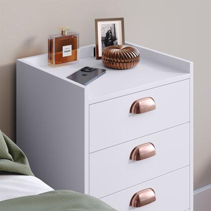 Imagem de Kit 2 Unidades Gaveteiro Mesa de Cabeceira Quarto com 4 Gavetas c/Puxador Concha Moderna e Funcional