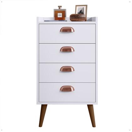 Imagem de Kit 2 Unidades Gaveteiro Mesa de Cabeceira Quarto com 4 Gavetas c/Puxador Concha Moderna e Funcional