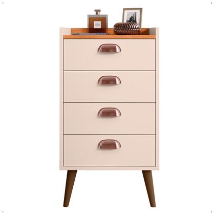 Imagem de Kit 2 Unidades Gaveteiro Mesa de Cabeceira Quarto com 4 Gavetas c/Puxador Concha Moderna e Funcional