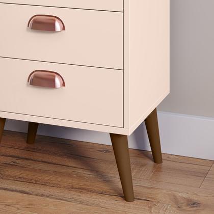 Imagem de Kit 2 Unidades Gaveteiro Mesa de Cabeceira Quarto com 4 Gavetas c/Puxador Concha Moderna e Funcional