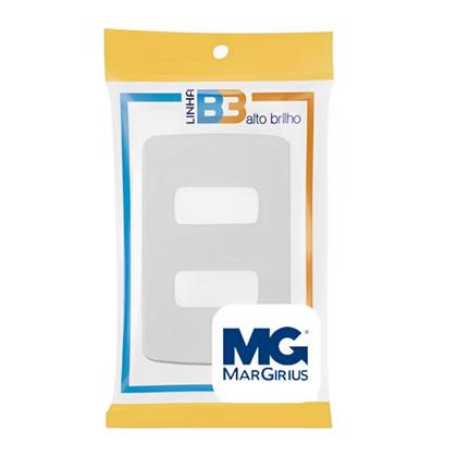 Imagem de Kit 2 Unidades - MG B3 Placa 4X2 2 Postos Horizontal Branco