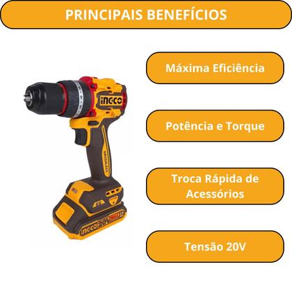 Imagem de Kit 2 unidades - parafusadeira furadeira brushless de impacto 66nm 1/2 ingco cidli20668-9