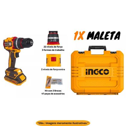 Imagem de Kit 2 unidades - parafusadeira furadeira brushless de impacto 66nm 1/2 ingco cidli20668-9