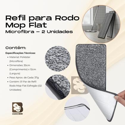 Imagem de Kit 2 Unidades Refil Pano Microfibra Lavável Para Rodo Mop Flat Almofada Esfregão Vassoura Mágica
