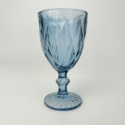 Imagem de Kit 2 Unidades Taças Diamante Azul em Vidro 340ml Mesa Posta