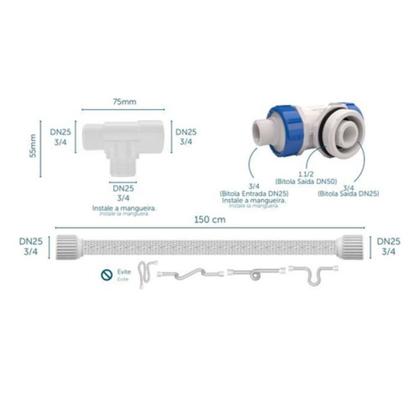 Imagem de Kit 2 Válvula Duchão 3/4" e 1.1/2" para Caixa d'água BLUKIT