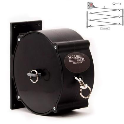 Imagem de Kit 2 Varais Retrátil Parede Recolhível de Roupas Corda 30m Preto