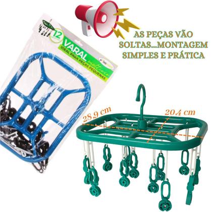 Imagem de Kit 2 Varais Roupa Intima Multiuso Calcinha Cueca Meia 12 Prendedores Cor sortida