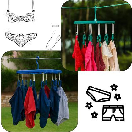 Imagem de Kit 2 Varais Roupa Intima Multiuso Calcinha Cueca Meia 12 Prendedores Cor sortida