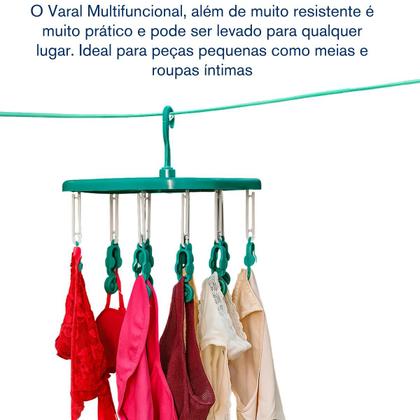 Imagem de Kit 2 Varais Roupa Intima Multiuso Calcinha Cueca Meia 12 Prendedores Cor sortida