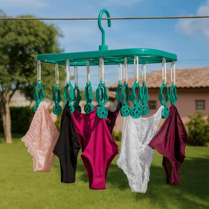 Imagem de Kit 2 Varais Roupa Intima Multiuso Calcinha Cueca Meia 12 Prendedores Cor sortida