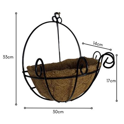 Imagem de Kit 2 Vaso De Parede de Fibra de Coco Para Plantas e Flores 30cm 