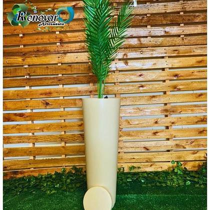 Imagem de Kit 2 Vaso De Plantas Cone Com Prato Coluna Ibiza Decorativo