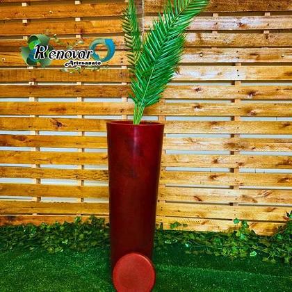 Imagem de Kit 2 Vaso De Plantas Cone Com Prato Coluna Ibiza Decorativo