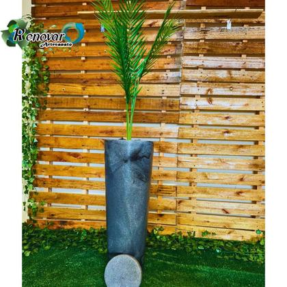 Imagem de Kit 2 Vaso De Plantas Cone Com Prato Coluna Ibiza Decorativo