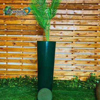 Imagem de Kit 2 Vaso De Plantas Cone Com Prato Coluna Ibiza Decorativo