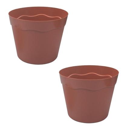 Imagem de Kit 2 Vaso Plástico Tam G 10,3L  Decoração Plantas Jardim Flores Terracota