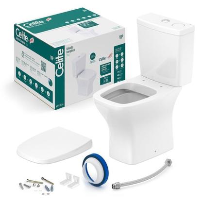 Imagem de Kit 2 Vaso Sanitários Rimless com Caixa Acoplada Smart Clean Harpic e Assento Soft Close Vip Celite