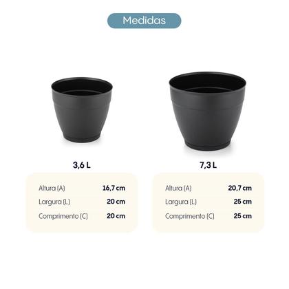 Imagem de Kit 2 Vasos 7,3L e 2 Vasos 3,6L com Prato Anti-Dengue Plástico Interno Externo Diversas Cores