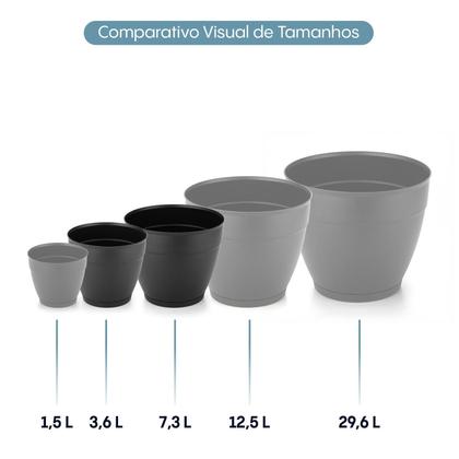 Imagem de Kit 2 Vasos 7,3L e 2 Vasos 3,6L com Prato Anti-Dengue Plástico Interno Externo Diversas Cores