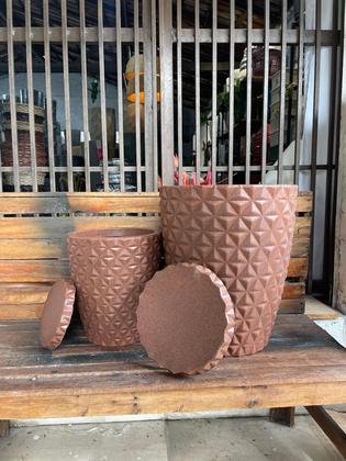 Imagem de Kit 2 Vasos Polietileno Coluna Berlian Gold 3D Cor:Marrom