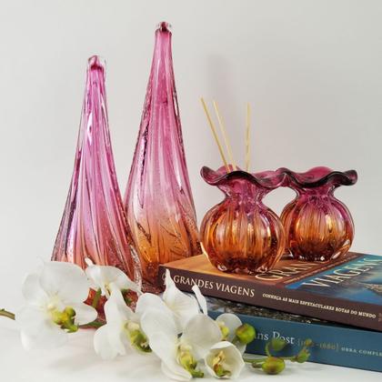 Imagem de Kit 2 Vasos Trouxinhas de Murano -  Laradore Rosa e Âmbar