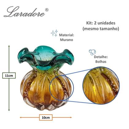 Imagem de Kit 2 Vasos Trouxinhas de Murano - Laradore Verde e Âmbar