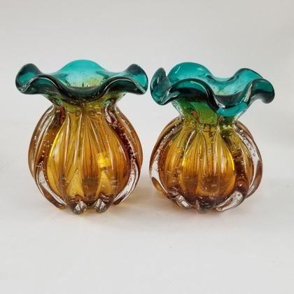 Imagem de Kit 2 Vasos Trouxinhas de Murano - Laradore Verde e Âmbar