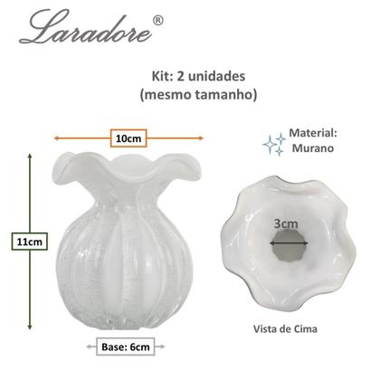 Imagem de Kit 2 Vasos Trouxinhas Murano Decorativo - Laradore Branco