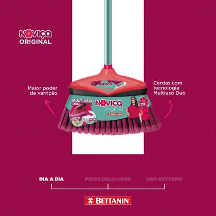 Imagem de Kit  2 Vassoura Multiuso Duo Cerdas Firmes E Macias Com Cabo