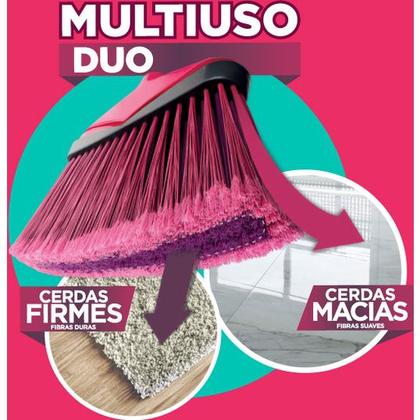 Imagem de Kit  2 Vassoura Multiuso Duo Cerdas Firmes E Macias Com Cabo