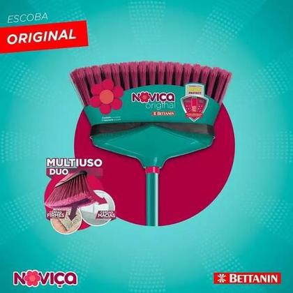 Imagem de Kit  2 Vassoura Multiuso Duo Cerdas Firmes E Macias Com Cabo