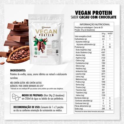 Imagem de Kit 2 Vegan Protein 837g Cacau e Choco + Bauni c/ Choco Bco