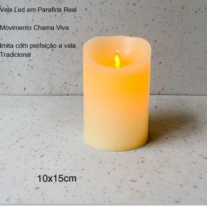 Imagem de Kit 2 Velas De Led Gigante Parafina Chama Viva 15 E 20 Cm